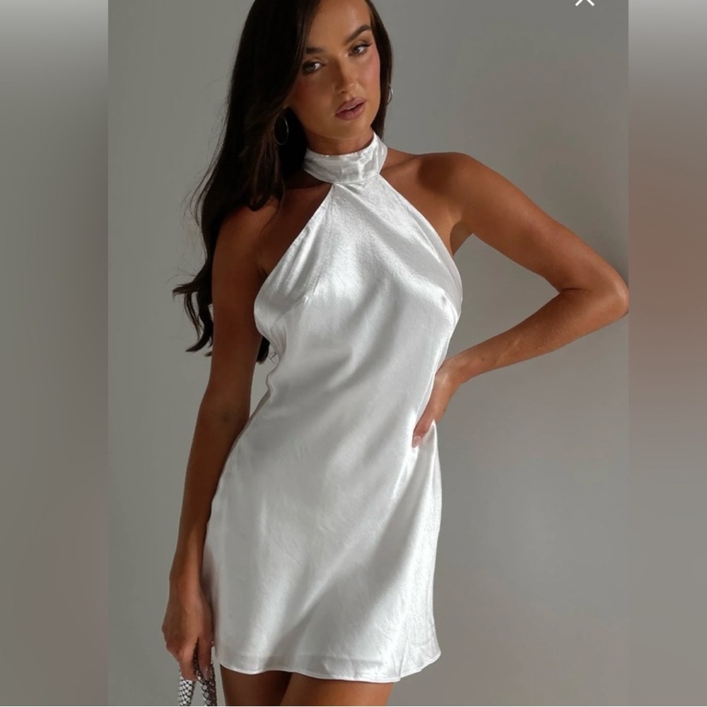 Meshki White Backless Halter Dress (Claire)
